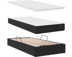 vidaXL - Opbergbed - met - LED - met - matras - met - LED - Zwart - 100 - x - 200 - cm - Fluweel