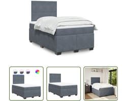 vidaXL Boxspringbed - Boxspring - Boxspring met matras fluweel donkergrijs 120x190 cm - Fluweel Bed - Donkere Kleur Bed - Led Bed