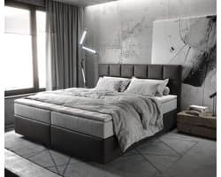 Boxspringbed Dream-Fine Microvezel Antraciet Vintage 180x200 cm TFK Matras en Topper