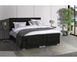 Anno 1588 Elektrische Boxspring LUXA - Pocketvering - Luxe Topper - Zwart Lederlook - 160x200 cm - Inclusief Montage + Dekbed en Kussens