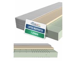 AM Qualitätsmatratzen - Latex matras 200x200cm - Zacht (H2) - Hoogwaardig matras met 4cm latex deklaag - 20cm hoogte - Made in Germany
