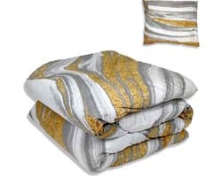 Dekbed zonder overtrek - All year 140x200cm - Marmer Wit Goud - Wasbaar Dekbed Zonder Overtrek – Hypoallergeen & Antibacterieel – 30 dagen proefslapen - Wasbaar hoesloos dekbed - Bedrukt dekbed - zomerdekbed & winterdekbed