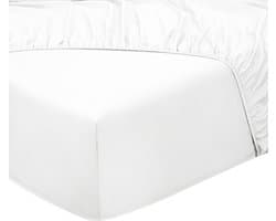 DoubleDry Hoeslaken 100% Natuurlijk Katoen - Tweepersoons 180x200 cm - Zacht & Ademend - Rondom Elastiek - Wit