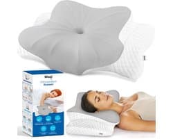 Maqi Living® Hoofdkussen Memory Foam voor Nekklachten – Orthopedisch & Ergonomisch kussen - Geschikt voor rug-, zij- en buikslapers - Traagschuim - Wit