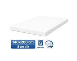 Kikishop Topdekmatras 140x200 – 8 cm HR Koudschuim – Afritsbaar & Wasbaar – CertiPUR® Gecertificeerd – Medium Hardheid – Comfort Matrastopper