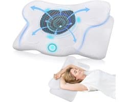 Quvo® Hoofdkussen Nekklachten - Ergonomisch Hoofdkussen - Hoofdkussen - Neksteun - Traagschuim- Wit- 60cm x 34cm x 13cm