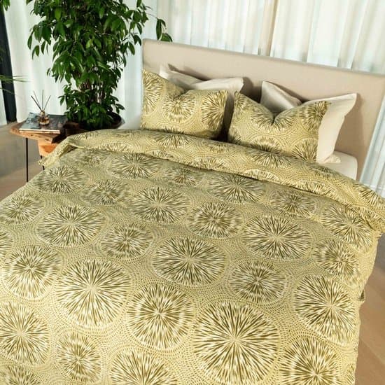 Kayori Yuka Dekbedovertrek Katoen - 200x200-220 + 2 slopen - Tweepersoons - Uniek Dessin - Groen