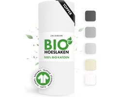 Jacobson Hoeslaken Topper – 100% Biologisch Katoen – 200x200 cm – tot 10cm matrasdikte– 160 g/m² – Wit