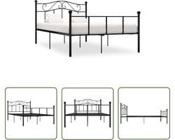 vidaXL Tweepersoonsbed - Metalen Bedframe - Bedframe metaal zwart 120x200 cm - Bed Kopen - Zwarte Bed - Classic Bed