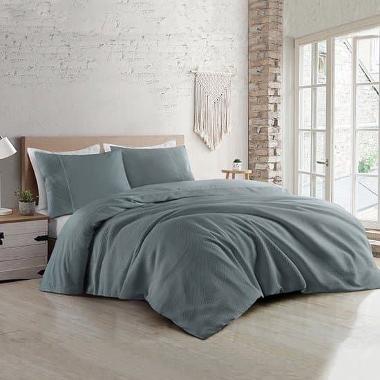 Zavelo DeLuxe Waffle Dekbedovertrek Donkergroen - Lits-jumeaux (240 x 200/220) cm - 100% Percale Katoen - Luxe Dekbedovertrek - Super zacht