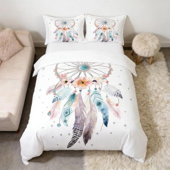 Dekbedovertrek - Beddengoedhoes Spreihoes - Slaapkamer Decoreren - Boho Dromenvanger Design - 200x200 cm - Groen Grijs Roze