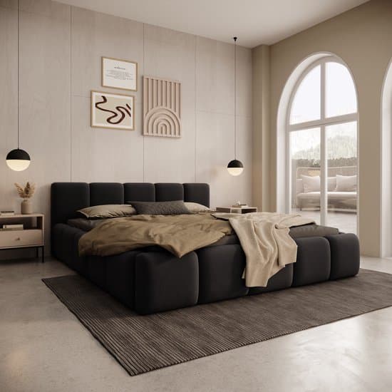 Meubella - Karisma - Tweepersoonsbed - Zwart velvet - 160x200 cm