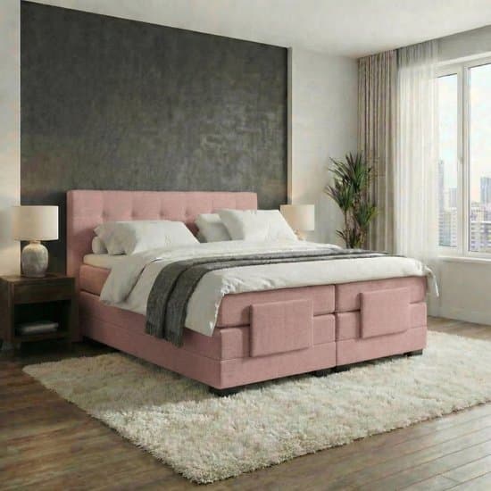 Anno 1588 Elektrische Boxspring LUXA - Pocketvering - Luxe Topper - Oud Roze - 160x200 cm - Inclusief Montage + Dekbed en Kussens