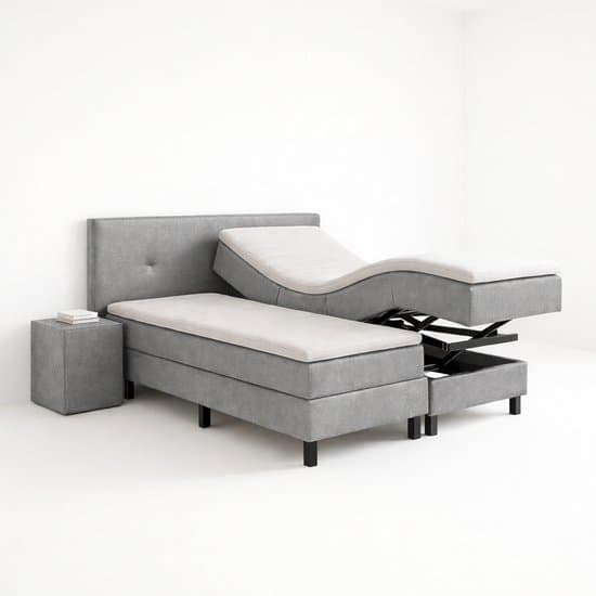 Boxspring VitaLift – Hoog-Laag Bed 2-Persoons Elektrisch Verstelbaar 140x200 cm – Verzorgingsbed / Seniorenbed – Grijs