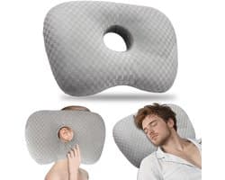 OIMG Piercing Kussen - Orthopedisch Oorkussen voor Zijslapers - Gatdiameter 8,9 cm - Donut Kussen met Gat voor Piercing Verzorging - Verlicht Oorpijn bij Ontsteking - 43.9cmx32cm - Ringkussen - Piercingkussen - Hoofd Kussen - Hoofdkussen Zijslaper