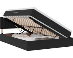 vidaXL - Opbergbed - met - matras - met - hoofdeinde - Zwart - 140 - x - 200 - cm - Fluweel