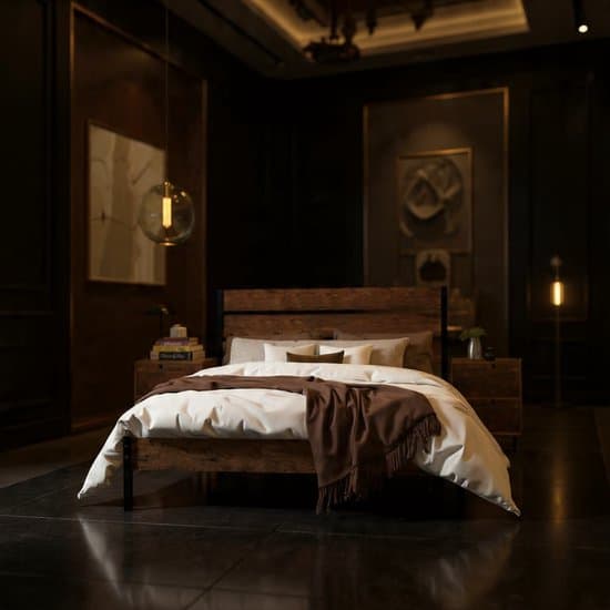 Luxe Industrial Vintage Metal Bedframe 140x200 cm – Stijlvol Tweepersoons Bed met Houten Hoofdeinde, Lattenbodem, Extra Opbergruimte, Piepvrij Stalen Slaapkamer Bed – Bruin - House & Garden