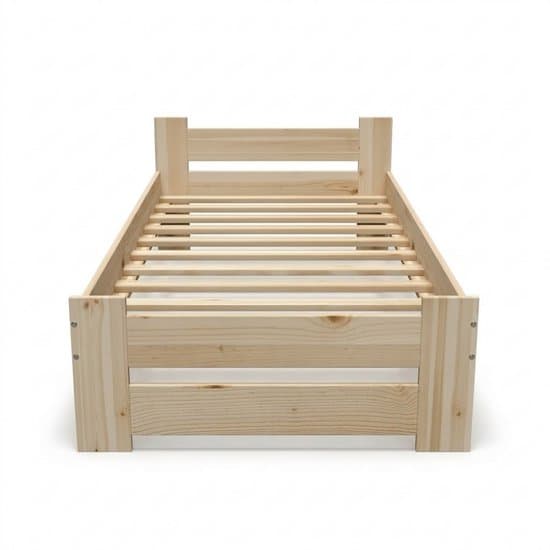 Houten Eenpersoonsbed 80x200 cm - Inclusief Lattenbodem - Massief Grenen - Naturel Onbehandeld