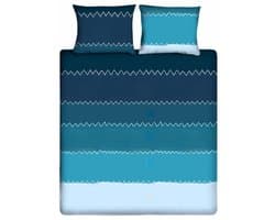Ten Cate Dekbedovertrek - Dekbedovertrek 200 x 200 tweepersoons - Dekbedovertrekken - Dekbedovertrek 200x220 - Zigzag Marine
