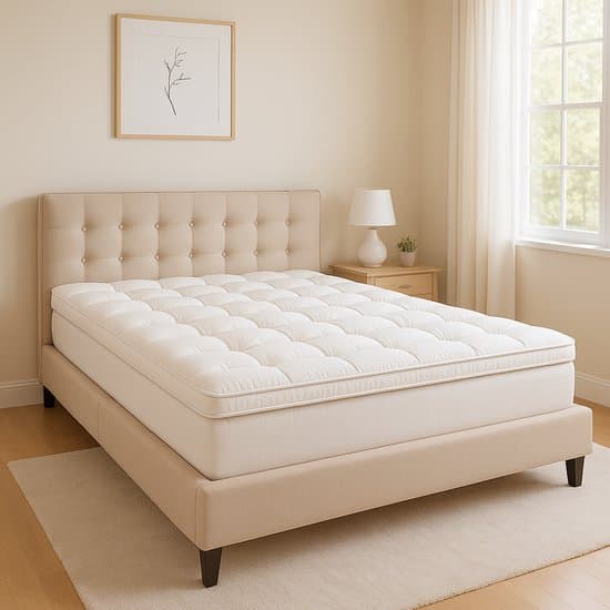 Fameilleur Luxe Topper 140x200 cm – Premium Hotelkwaliteit Oplegmatras – 100% Percale Katoen & Dikke Polyester Vulling – Extra Comfortabele Matrastopper met Elastische Hoeken- topmatras-Ademend, Anti-Allergisch & Wasbaar –Zachte Topper voor Boxspring