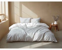 Zohome Dekbedovertrek Punta Di Cotone - Grijs - Lits-jumeaux - Dekbedhoes van 100% Katoen - Punten - 260x220 + 2 slopen 60/70 cm