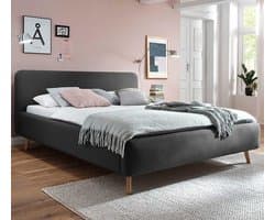 Gestoffeerd bed Tony 160x200 - antraciet - Meise - Tweepersoons gestoffeerd bed - Antraciet - Textiel; Polyester Tweepersoons Normaal bed