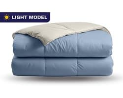 Zelesta Deluxe Duo Light - Dream Blue & Cream 240x200 - Zomerdekbed zonder overtrek - Katoenen dekbed - Dekbed met vaste hoes - Hoesloos dekbed