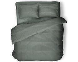 Dekbedovertrek - 200x200/220 - Uni - Satijnstreep / Satijn Streep - Hotel Kwaliteit Satin Stripe - Olive Green