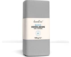 Loom One Hoeslaken – 100% Jersey Katoen – 160x200 cm – tot 23cm matrasdikte– 160 g/m² – Grijs