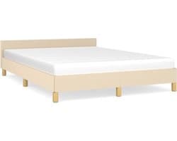 vidaXL - Bedframe - zonder - matras - stof - crèmekleurig - 140x200 - cm
