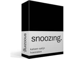 Snoozing - Katoen-satijn - Hoeslaken - Tweepersoons - 120x220 cm - Zwart