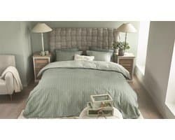 Riviera Maison Bambu dekbedovertrek - Lits-Jumeaux XL - 260x200/220 - Grijsgroen