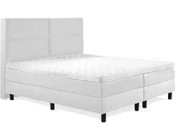 Boxspring Luxe 160x200 4 vlaks Wit Lederlook