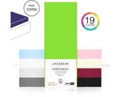 Jacobson - Hoeslaken Topper – 100% Jersey Katoen – 180x200 cm – Groen