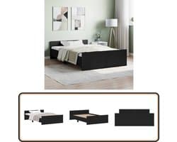 vidaXL Bedframe - Zwart - 120x200 cm - Hout Bedframe - Houten Bedframe - Tweepersoons Bed - Boxspring Bed - Design Bed