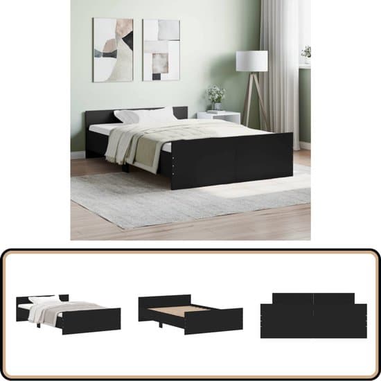 vidaXL Bedframe - Zwart - 120x200 cm - Hout Bedframe - Houten Bedframe - Tweepersoons Bed - Boxspring Bed - Design Bed
