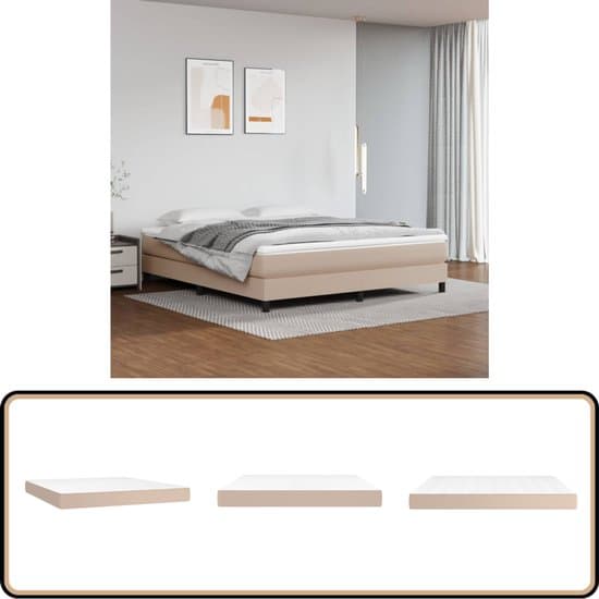 vidaXL Pocketveringmatras - 160x200 cm - Kunstleer Pocketveringmatras - Kunstleder Matras - Tweepersoons Matras - Bruine Matras - Medium Hard Matras