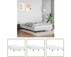 vidaXL Houten Bed - Bed Frame - Bedframe met hoofdeinde zonder matras 120x200 cm wit - Tweepersoons Bed - Wit Bed - Kunstleder Bed
