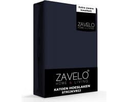 Zavelo Hoeslaken Katoen Strijkvrij Navy - Lits-jumeaux (180x200 cm) - Hoogwaardige Kwaliteit - Rondom Elastisch - Perfecte Pasvorm
