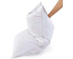 Set van 2 Luxe Boxspring Kussens - Dons en Veren - 600 Draads Katoen - Medium Stevig - Queen