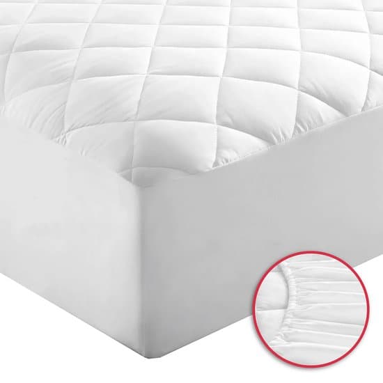 Gewatteerde katoenen matrasbeschermer - 180x220 cm Gewatteerde Matrasbeschermhoezen - Antibacteriëel - Rondom Elastiek - Wit - Gewatteerde matrasbeschermer - Matrasbeschermhoezen 180 x 220 cm