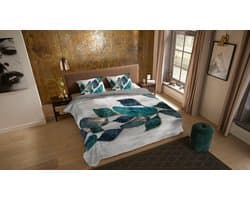 Pure dekbedovertrek bladeren - 2 persoons 200x200/220 cm - Grijs - Microvezel