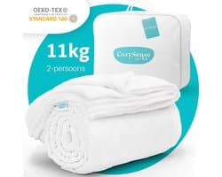 CozySense® Verzwaringsdeken 11 kg - 2-persoons - Weighted Blanket - Zwaartedeken met GLASS-Flow® Drukverdeling - Inclusief Wasbare Hoes - 200x200 cm - Wit