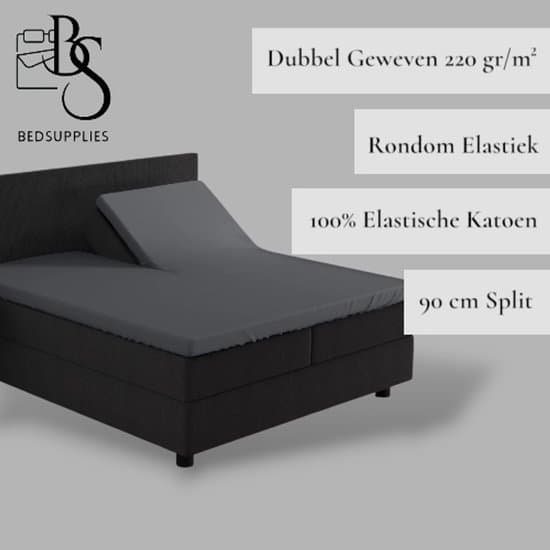 Bedsupplies - Luxe Dubbel Geweven Jersey Splittopper Hoeslaken - 180x200/220 - Antraciet