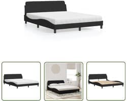 vidaXL Boxspring - Slaapcomfort - Bed met matras Dover fluweel zwart 160x200 cm - Tweepersoonsbed - Luxe Bed - Design Bed