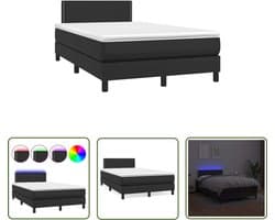 vidaXL Boxsprings - Boxspring - Boxspring met matras en LED kunstleer zwart 120x190 cm - Lederlook - Zwarte Boxspring - Tweepersoonsbed
