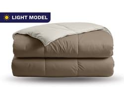 Zelesta Deluxe Duo Light - Taupe & Cream 200x200 - Zomerdekbed zonder overtrek - Katoenen dekbed - Dekbed met vaste hoes - Hoesloos dekbed