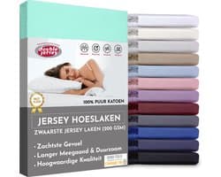 Double Jersey Hoeslaken - Hoeslaken 180x200+30 cm - 100% Katoen  Aqua