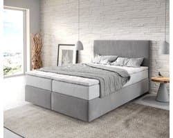 Boxspringbed Dream-Well Microvezel Grijs 140x200 cm met TFK Matras en Visco Topper