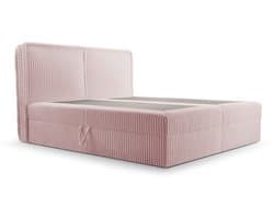 Boxspring Bed 04 - Houtconstructie en laminaatplaat - Bed met beddengoedcontainer - Corduroy stof - 140x200 - Lichtroze (Ambience 15)